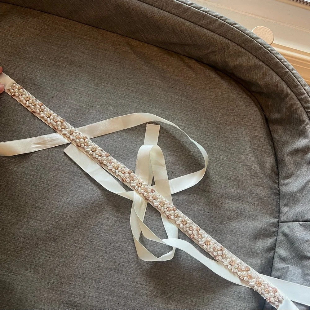 Vici Faux Pearl Ribbon Belt